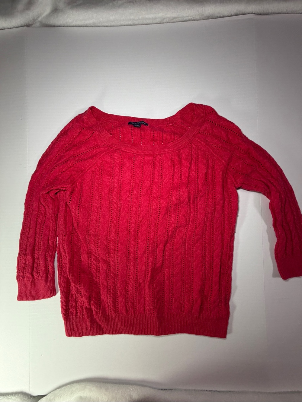 American Eagle Outfitters pink Cable Knit Scoop Neck Sweater